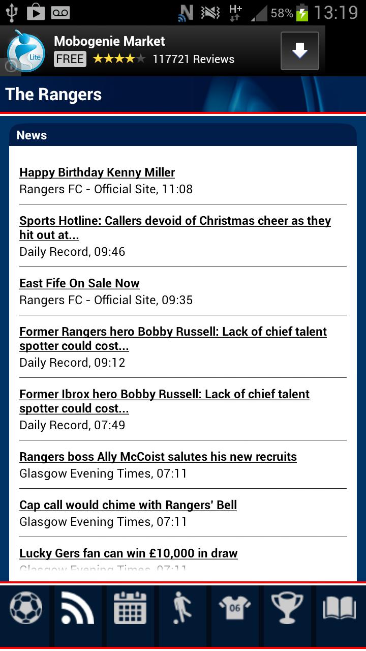 Rangers Match Alert