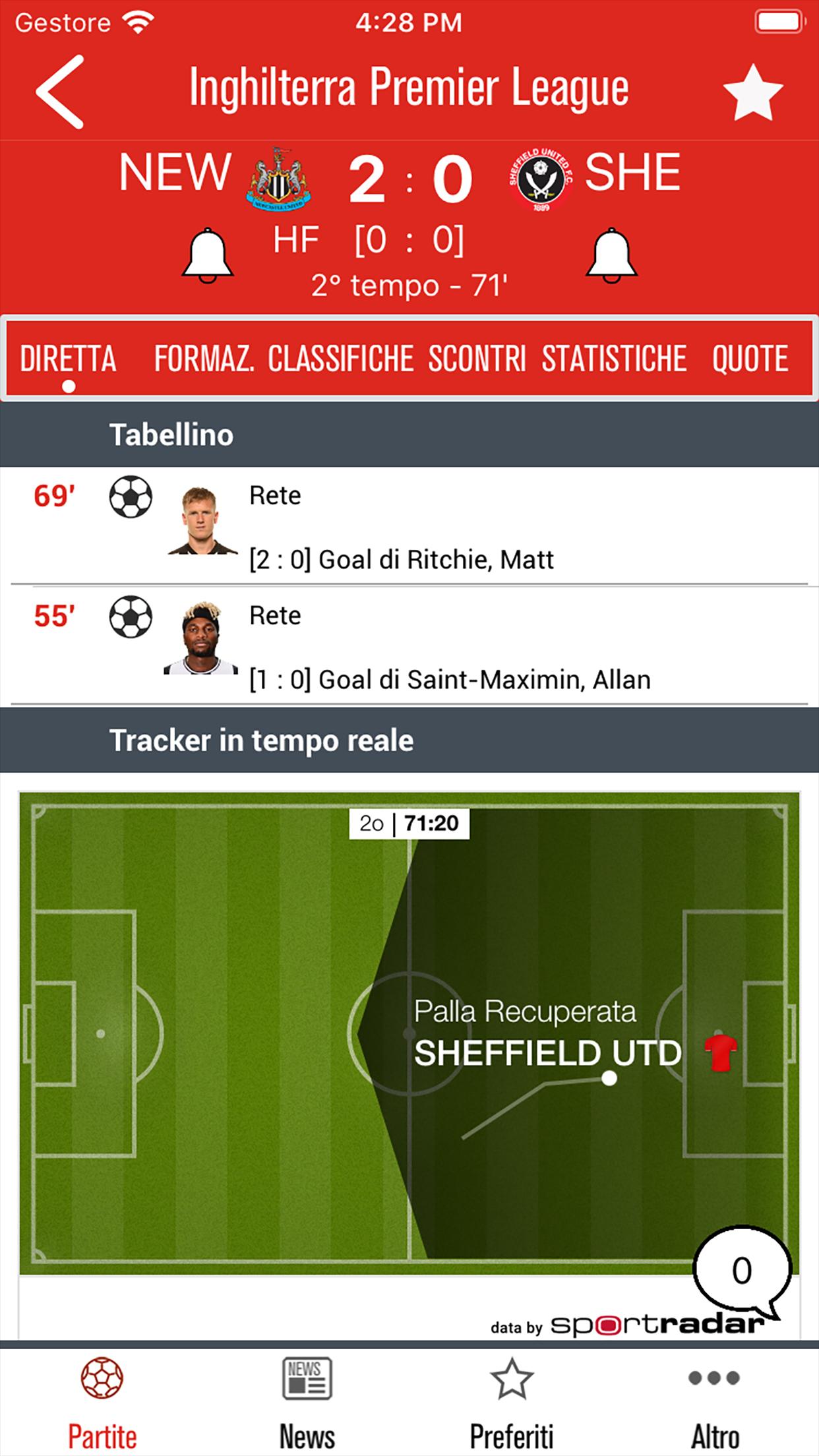 Diretta Goal Livescore - Diret