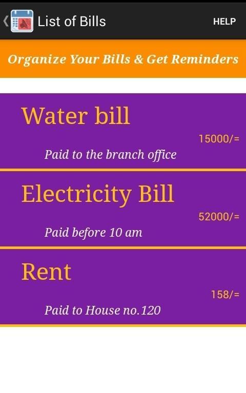 Bill Organizer