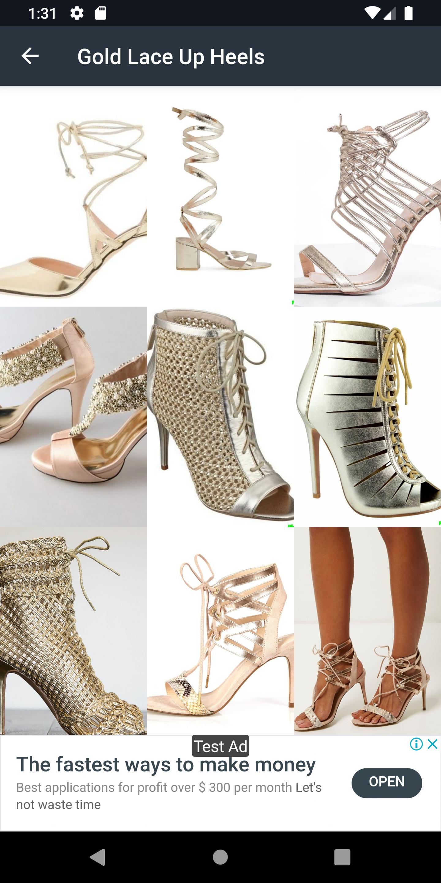 Gold Lace Up Heels