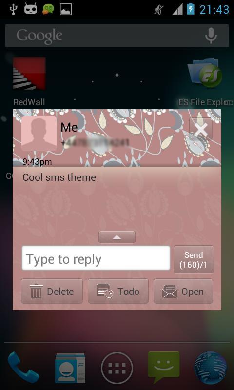 GO SMS Pink Flower Theme