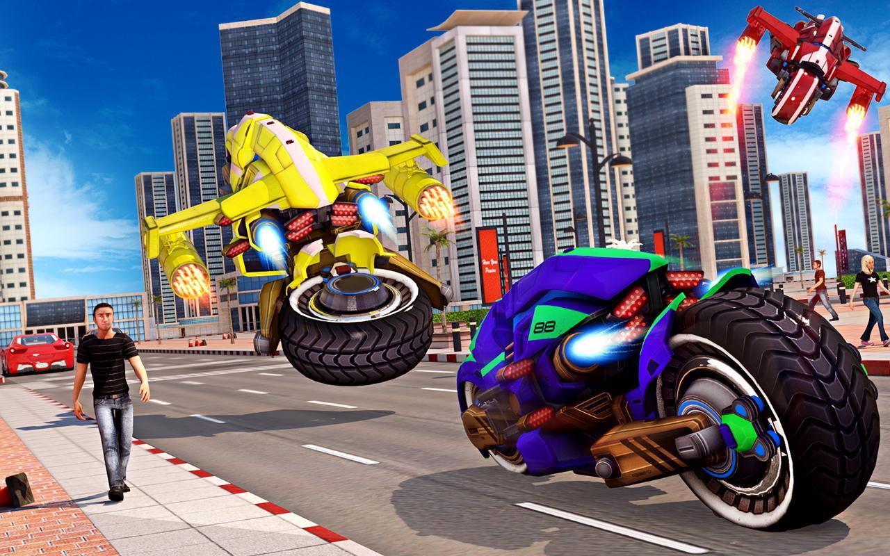 Flying Bike Robot Transforming War