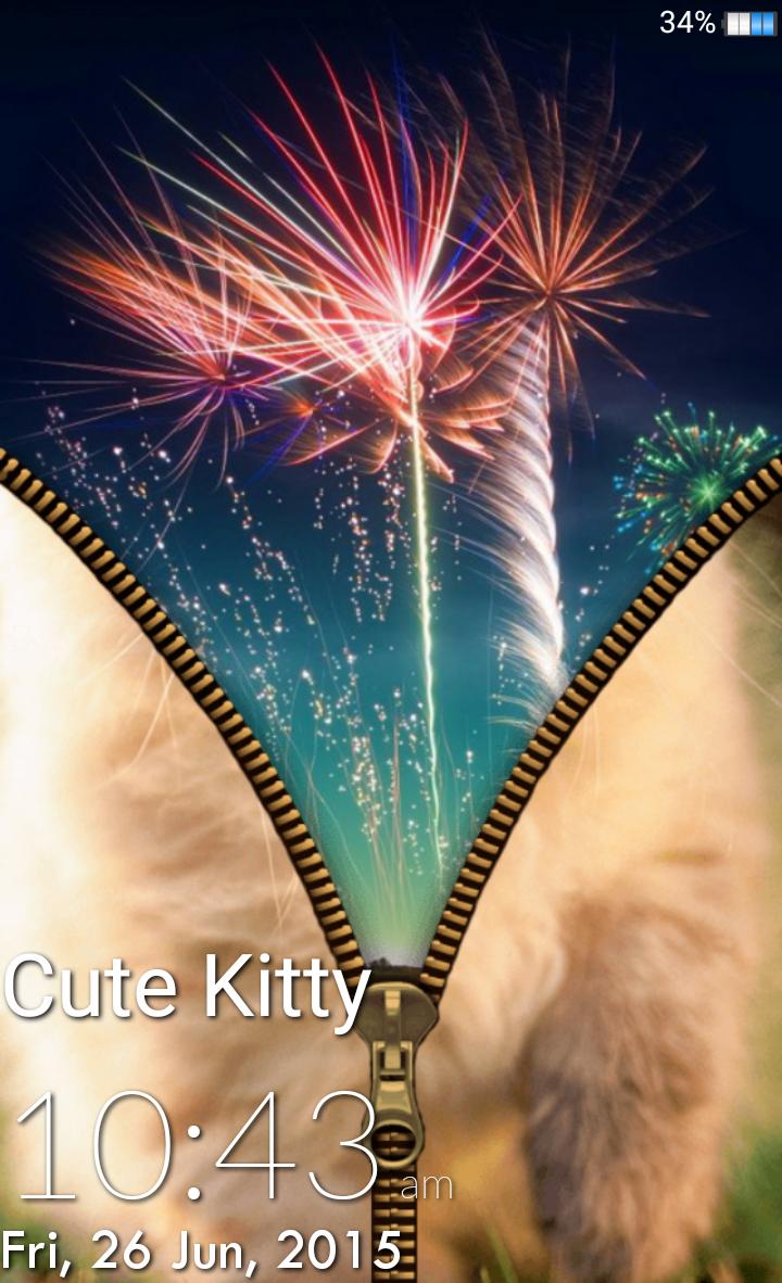 Cute Kitty Zipper Lock Screen