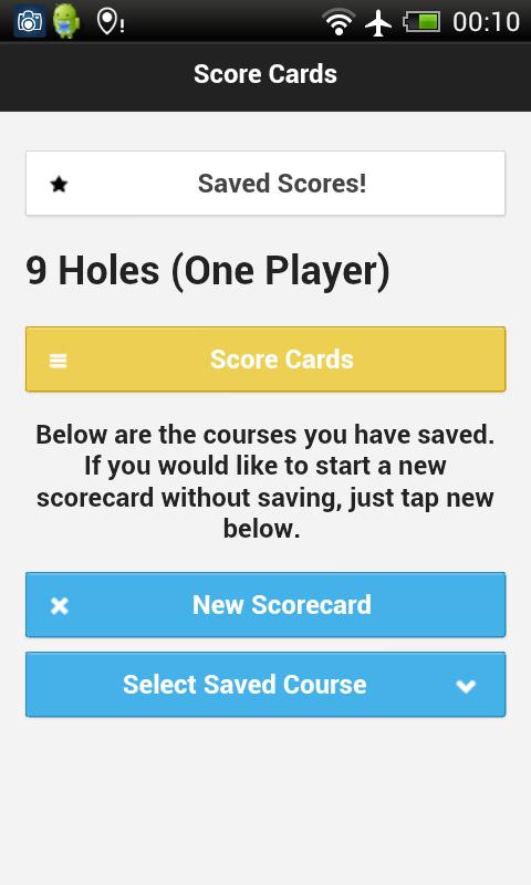 Score Card for Disc Golf