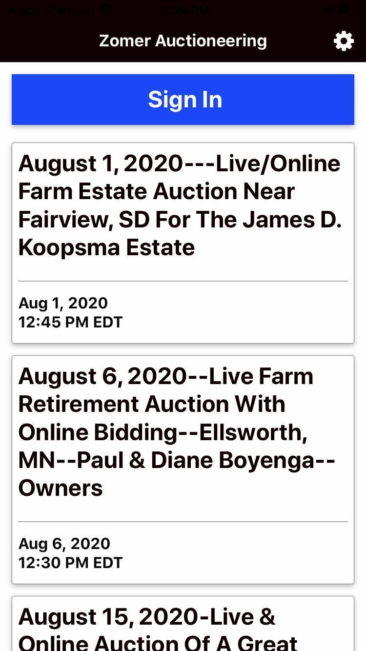 Zomer Auctioneering Live