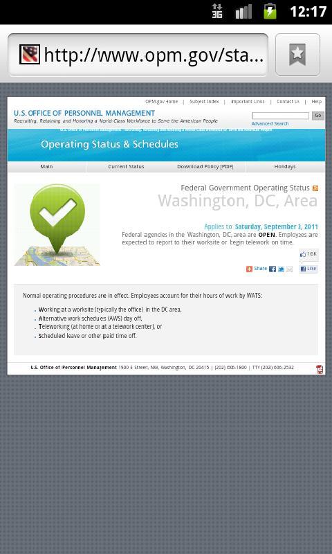 OPM Operating Status