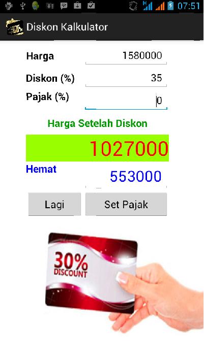 Diskon Kalkulator Persentase