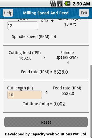 Milling Speed Feed Calculator