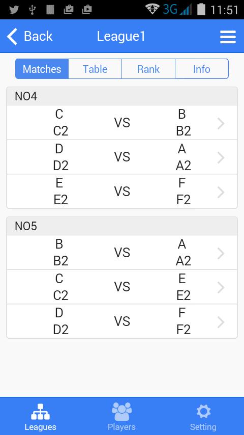 Table Tennis League Log