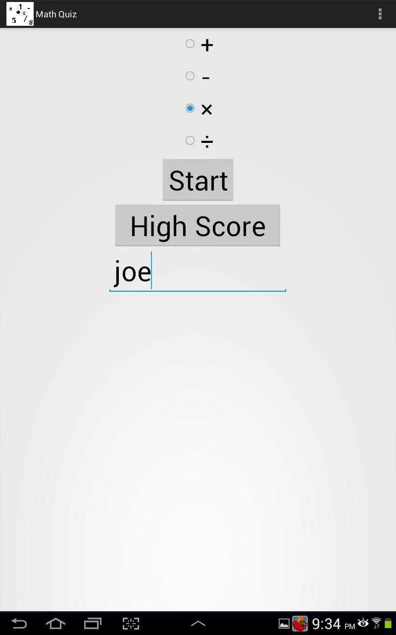 Math Quiz for Tablets
