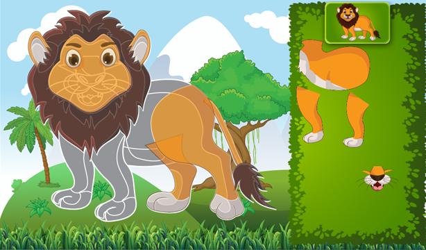 Animated puzzle game animals